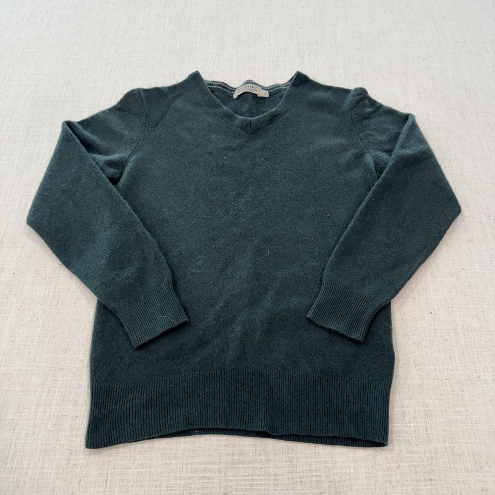 Lochmere Sweater Womens XS/Small Green 100% Cashmere V Neck Knit Pullover Soft